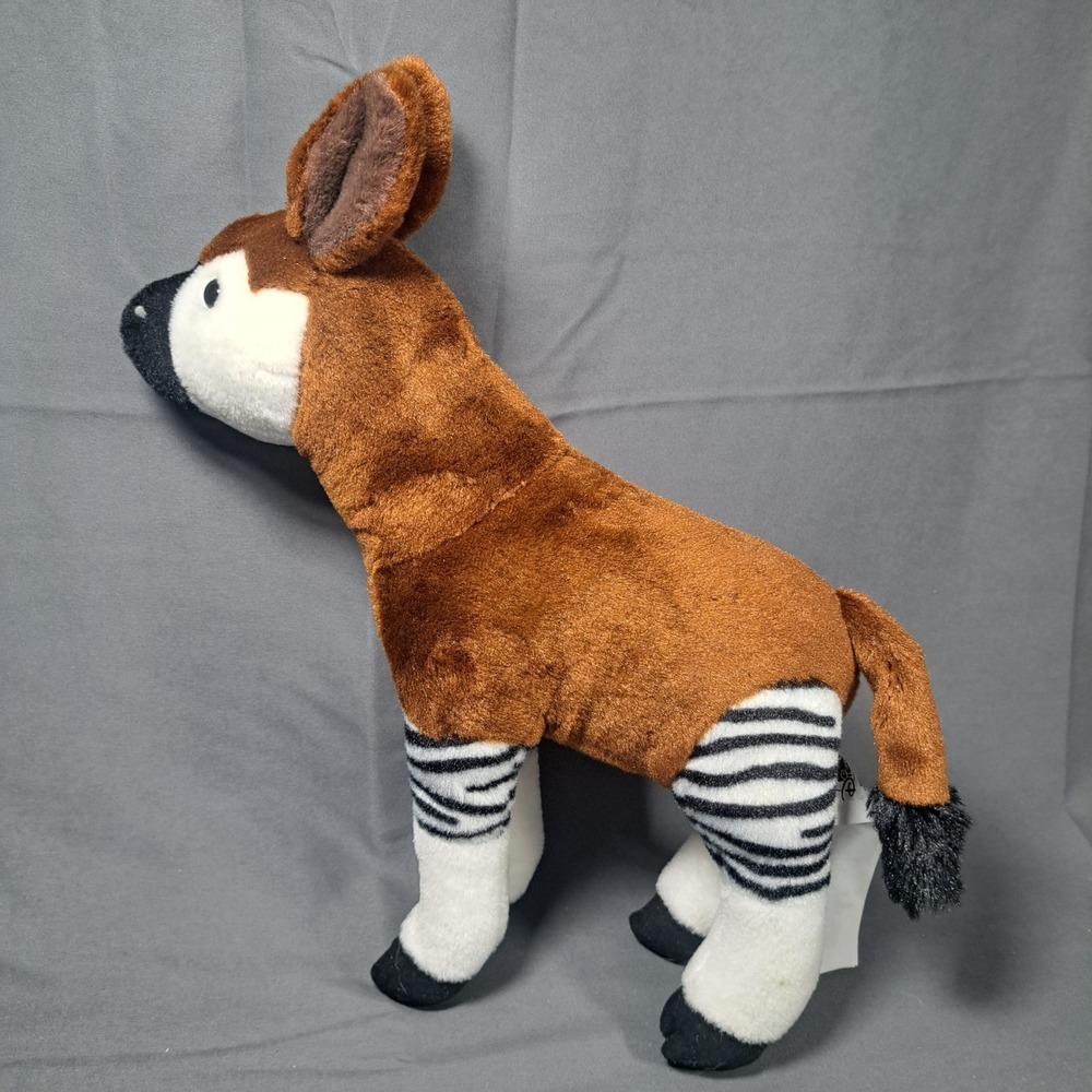 Disney Parks Okapi Plush Stuffed Animal Brown Zebra Striped Safari Toy Standing